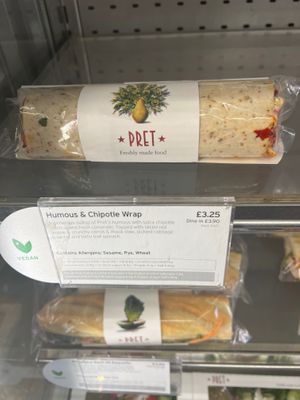 Vegan wrap at Pret A Manger - High St in Nottingham