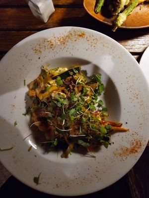 Veggie fried rice (bad photo as it was so doggone DARK in the restaurant!) at Roots Rincon in Rincon