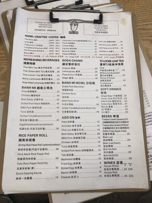 Menu at Roll Box in Beijing