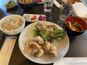 Karaage set!  at Nagi Shokudo in Kamakura