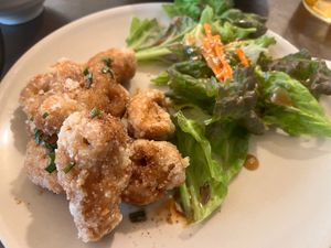 Karaage with Korean soy sauce  at Nagi Shokudo in Kamakura