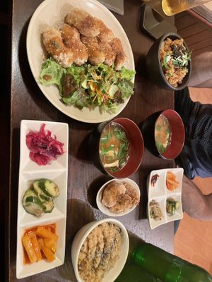 The soy meat and Korean sets  at Nagi Shokudo in Kamakura