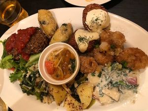 Delicious meal of salads, falafel and soy meats at Nagi Shokudo in Kamakura