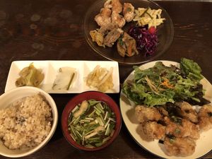 Deep fried soy meat (Soy meat Karaage) set at Nagi Shokudo in Kamakura