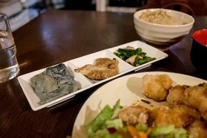 Side dishes of Nagi A plate at Nagi Shokudo in Kamakura