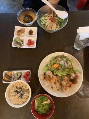 Fried soy meat lunch set at Nagi Shokudo in Kamakura