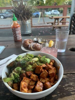 BBQ Brussels, pretzel knots, Pink Flag at The Bye and Bye in Portland