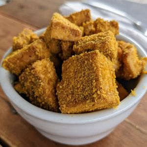 Side order of nooch tofu at The Bye and Bye in Portland