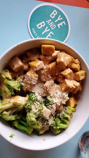 Broccoli bowl at The Bye and Bye in Portland