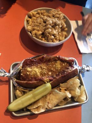 Meet all sub and Mac and cheese. Note the Mac and cheese is kinda spicy!!   at The Bye and Bye in Portland