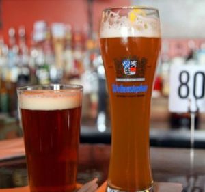 tap beer, weihenstephan and hopworks IPA at The Bye and Bye in Portland