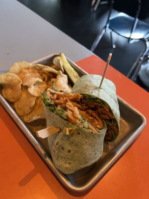 Buffalo soy curl wrap  at The Bye and Bye in Portland