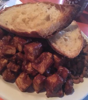 BBQ tofu and mac and cheese at The Bye and Bye in Portland