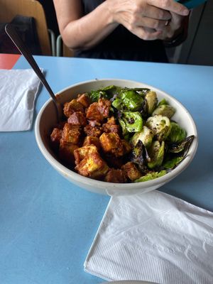BBQ Tofu and Brussels bowl   at The Bye and Bye in Portland