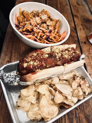 Nutritional yeast tofu Miso Bowl and the meatball sub!   at The Bye and Bye in Portland