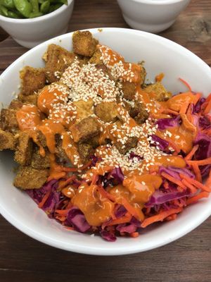 Tofu with slaw bowl at The Bye and Bye in Portland