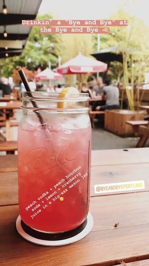 The Bye-And-Bye classic drink in a HUGE MASON JAR! at The Bye and Bye in Portland