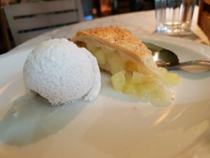 Vegan Apple Pie with Vegan Ice Cream at The Lost Coin in Haverfordwest