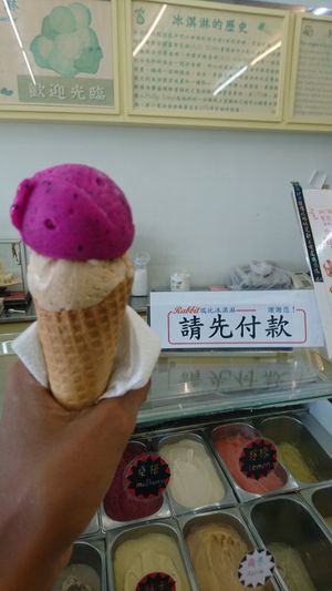 Fruit du dragon et cacahouète at Ruì Bǐ BīngQíLín - Rabbit Ice Cream in Tainan