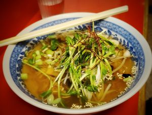 Ramen in herb broth at TàiLáng ZhōngHuá Lāmiàn in Tainan