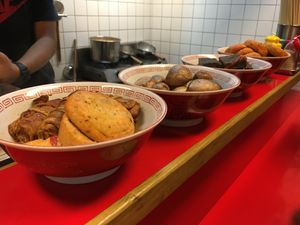 Take your pick of the oden items. at TàiLáng ZhōngHuá Lāmiàn in Tainan
