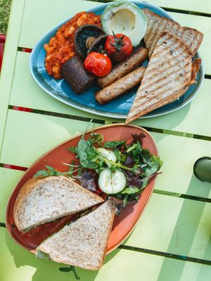 Vegan breakfast, vegan hummus sandwich at Broadway Deli  in Broadway