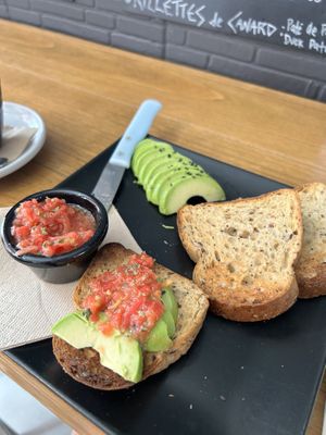 GF toast and avocado   at Almazen Cafe in Sevilla