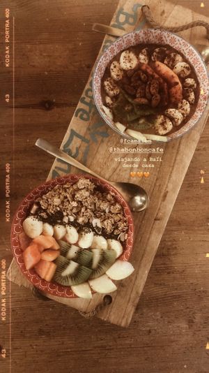 Smoothie bowls with açaí  at Bonbon Cafe in Lanzarote