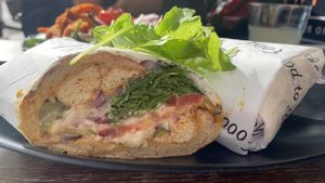  Panini with tofu and vegan cheese- delicious!  at Beanhive Coffee in Dublin