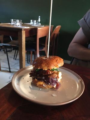 Vegan Mushroom and chorizo slider  at The Black Pig with White Pearls in North London