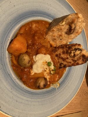 Pumpkin gulash with maroni and knödeln   at Venuss - Herrengasse in Vienna