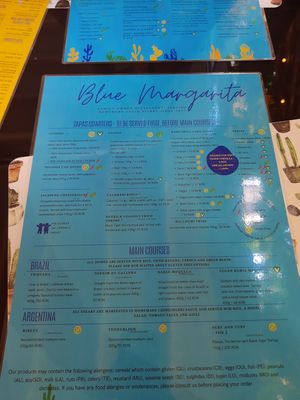 Menu at Blue Margarita in Bucharest