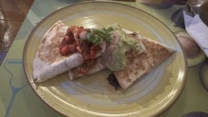 Vegan quessadilla with black beans  at Blue Margarita in Bucharest