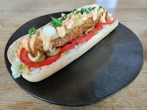 Banana blossom po' boy. Excellent! at Guac 'n' Roll in Liverpool