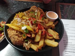 Salt n pepper chick'n and chips at Guac 'n' Roll in Liverpool