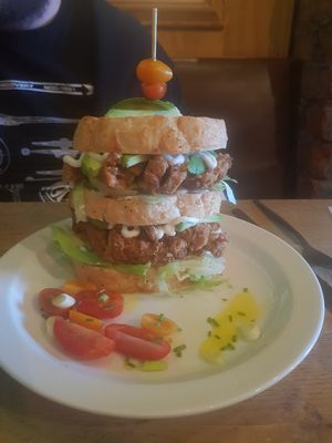 Southern Fried Chik'n and Avocado, from the Brunch Menu. at Guac 'n' Roll in Liverpool