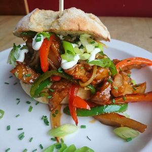 Sticky vegan 'pork' bun 😋 at Guac 'n' Roll in Liverpool