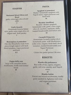 Vegan menu (Dec 20) at Vitalia's in Cairns
