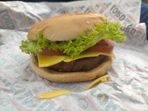 New Indian inspired chickpea patty burger  at Lord of the Fries in Queenstown