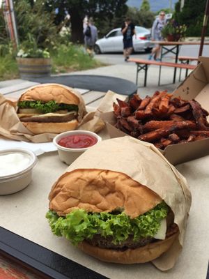 Original burger, special burger and sweet potato fries at Lord of the Fries in Queenstown