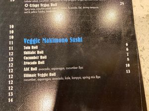 Veggie menu  at DTW - Sora - McNamara Terminal in Romulus