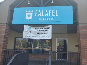 Falafel republic signage at Falafel Republic in Ashland