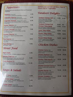 Menu p. 2, 6/10/23 at Aroma Cuisine of India in Castro Valley