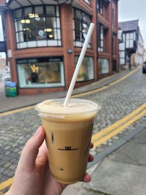 Iced Latte (Oat Milk). at Jaunty Goat - Bridge St in Chester