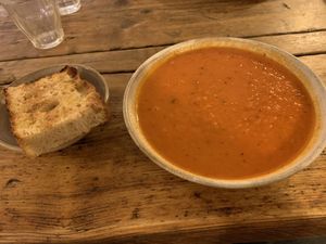 Red pepper and tomato soup (vg) at Jaunty Goat - Bridge St in Chester