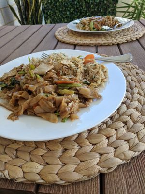 Pad Se Ew and fried rice at Wrap 'n' Rice Thai Cafe in Cottesloe