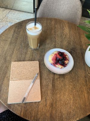 fruit bun and coffee  at Relax na Wilczej in Warsaw