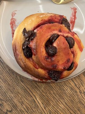 chocolate and fruit bun  at Relax na Wilczej in Warsaw