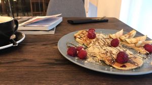 pancakes with apples and peanut butter  at Relax na Wilczej in Warsaw