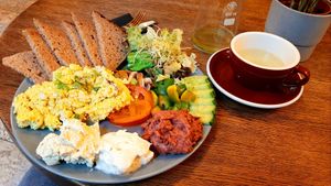 Breakfast plate at Relax na Wilczej in Warsaw